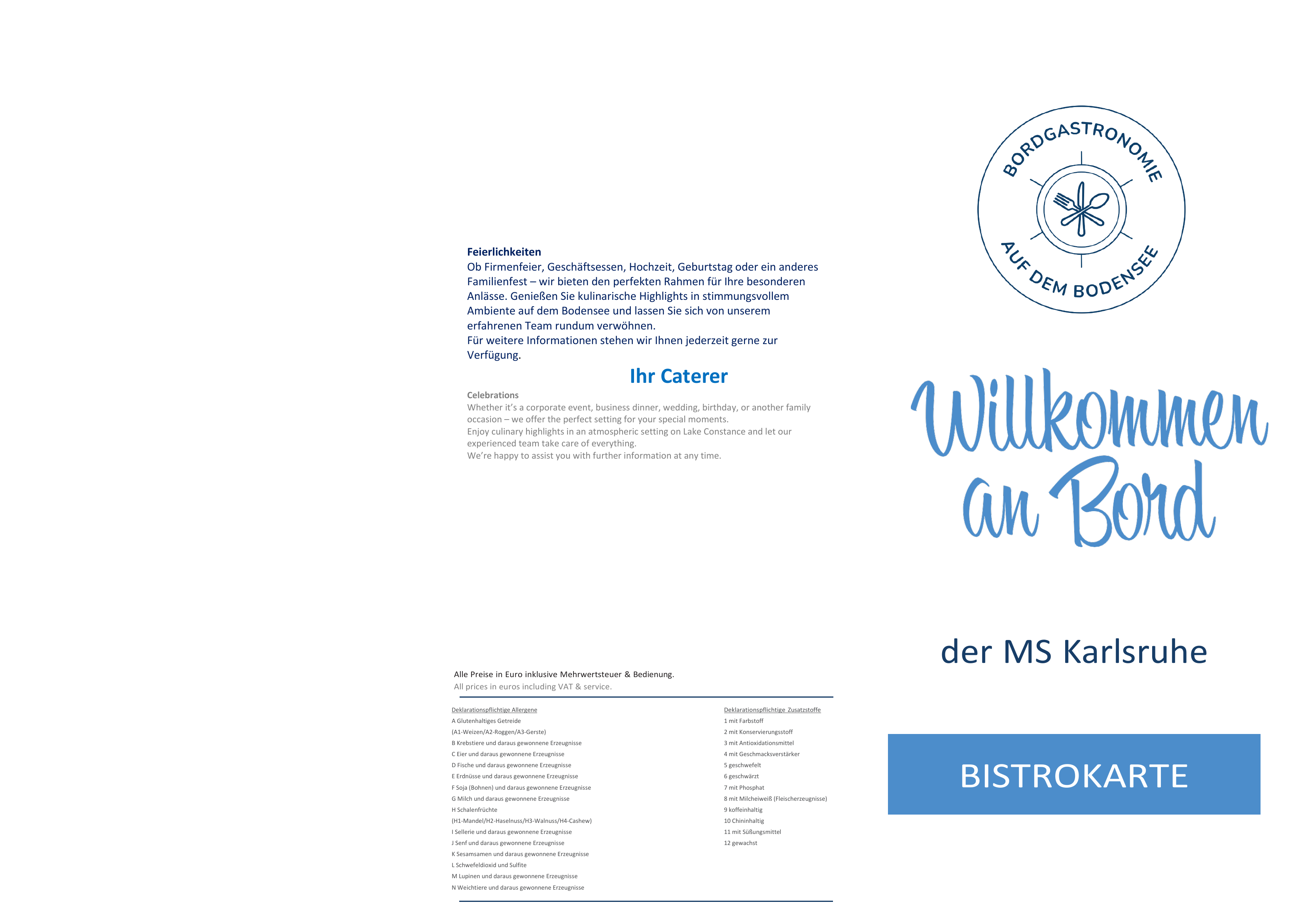 Speisekarte MS Karlsruhe 1